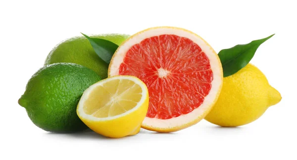 Tasty citrus fruits on white background — Stock Photo, Image