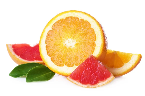 Fresh citrus fruits on white background — Stock Photo, Image