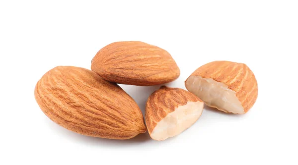 Almonds on white background. Nut snack — Stock Photo, Image