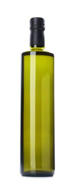 Beyaz zemin üzerine zeytin yağı ile şişe