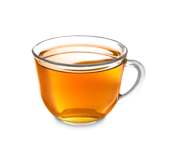 Cup with delicious tea on white background — Stock Photo, Image