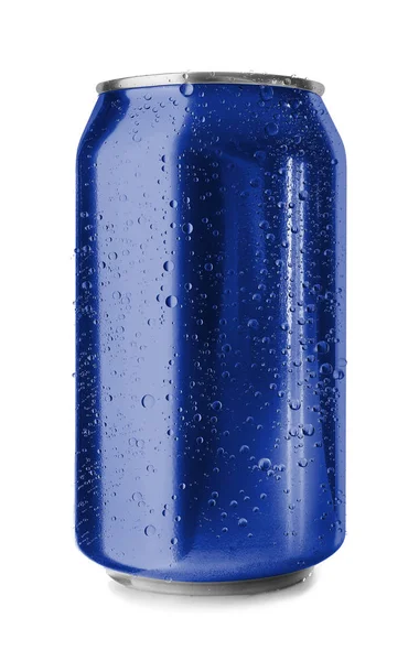 Lata azul no fundo branco — Fotografia de Stock