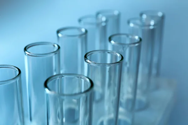 Empty test tubes in laboratory, closeup — Stock Photo, Image