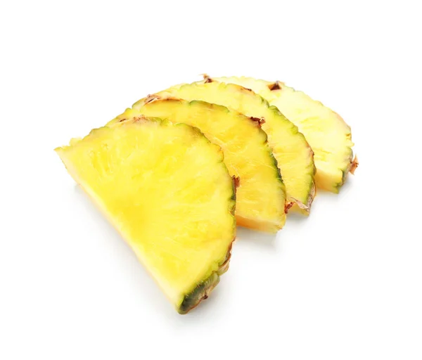 Slices of fresh pineapple on white background — Stock Photo, Image