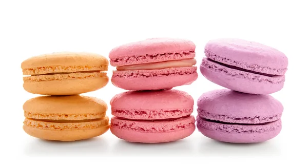 Delicious colorful macarons on white background — Stock Photo, Image