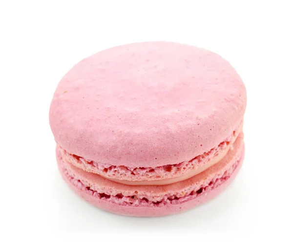 Delicious pink macaron on white background — Stock Photo, Image