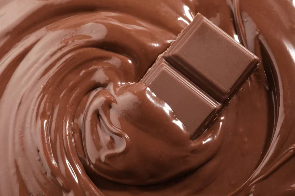 Tasty melted and solid chocolate, closeup — Stock Photo, Image