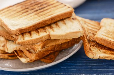 Masada lezzetli kızarmış ekmek ile plaka