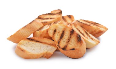 Beyaz arka plan üzerinde yanmış tost ekmeği