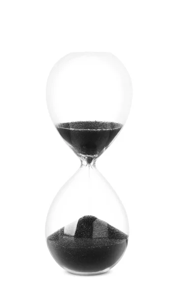 白い背景に砂時計。時間管理の考え方 — ストック写真