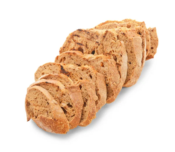 Tasty toasted bread on white background — Stock Photo, Image