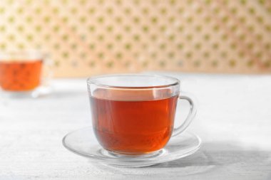 Cam fincan lezzetli çay tablo