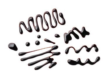 Beyaz arka plan üzerinde erimiş çikolata ile yapılan desen