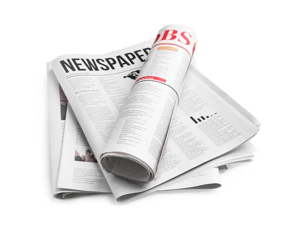 Newspapers on white background — Stock Photo, Image