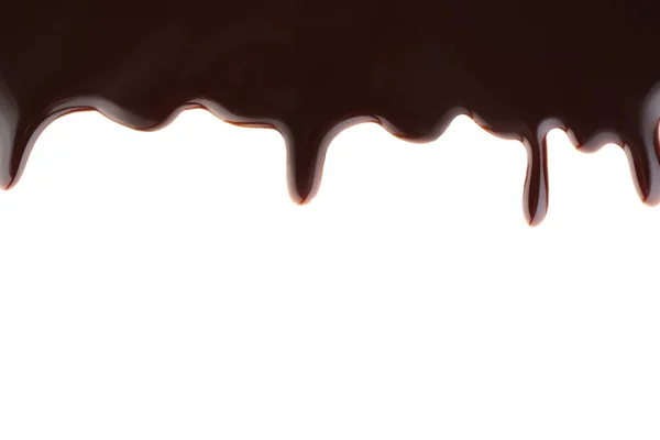 Deliciosa salsa de chocolate sobre fondo blanco —  Fotos de Stock