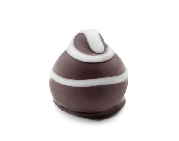 Tasty dark chocolate candy on white background — Stock Photo, Image