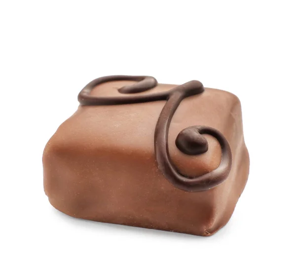 Doce de chocolate com leite saboroso no fundo branco — Fotografia de Stock