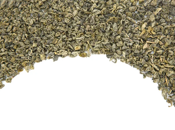 Dry tea leaves on white background, top view — Stock Photo, Image