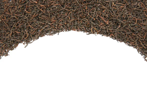 Сухе листя чаю на білому тлі, вид зверху — стокове фото