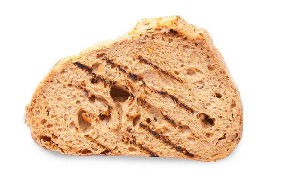 Pão torrado saboroso no fundo branco, vista superior — Fotografia de Stock