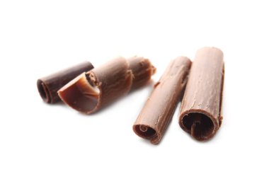 Çikolata bukleler, üzerinde beyaz izole