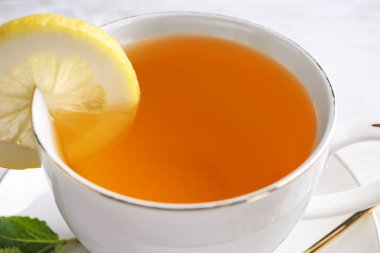 Limon, closeup ile lezzetli çay