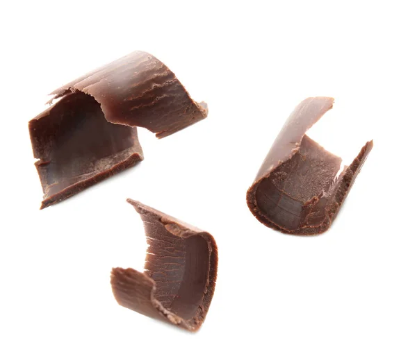 Μπούκλες σοκολάτας, απομονώνονται σε λευκό — Φωτογραφία Αρχείου