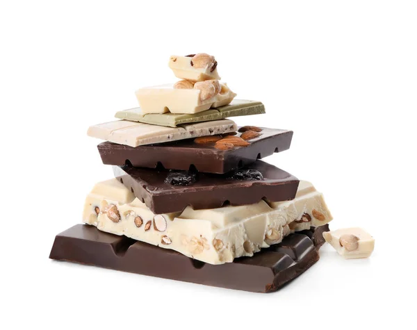 Beyaz arka plan üzerinde farklı çikolata — Stok fotoğraf