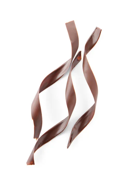 Вкусные шоколадные стружки на белом фоне — стоковое фото
