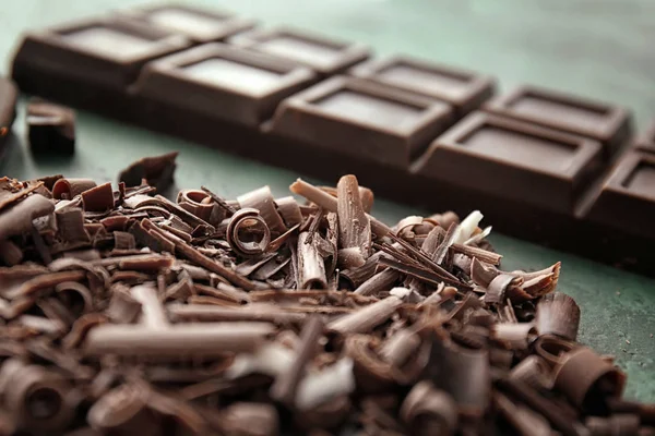Leckere Schokoladenspäne, Nahaufnahme — Stockfoto