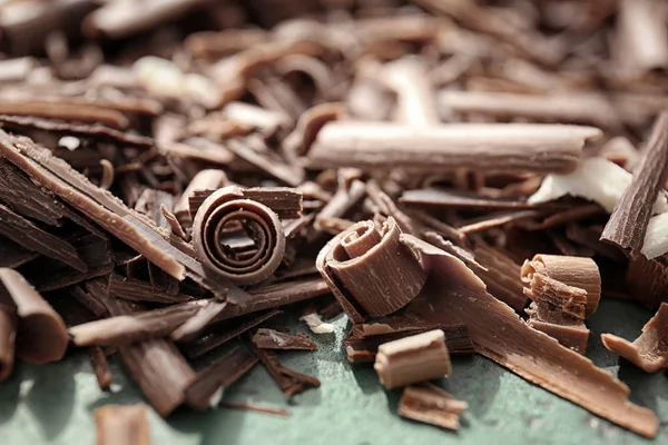 Läckra choklad spån, närbild — Stockfoto