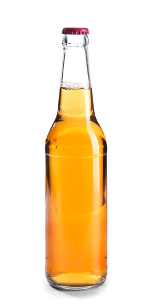 Glass bottle of beer on white background — Stock Photo, Image