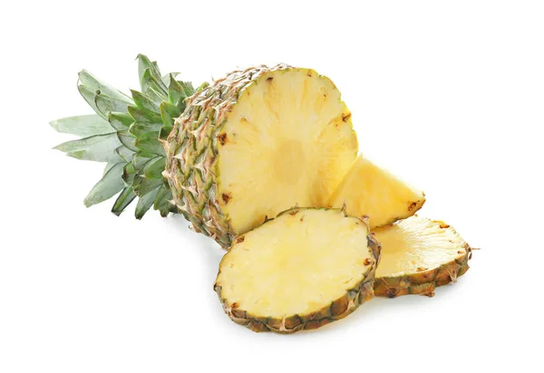 Delicious sliced pineapple on white background — Stock Photo, Image