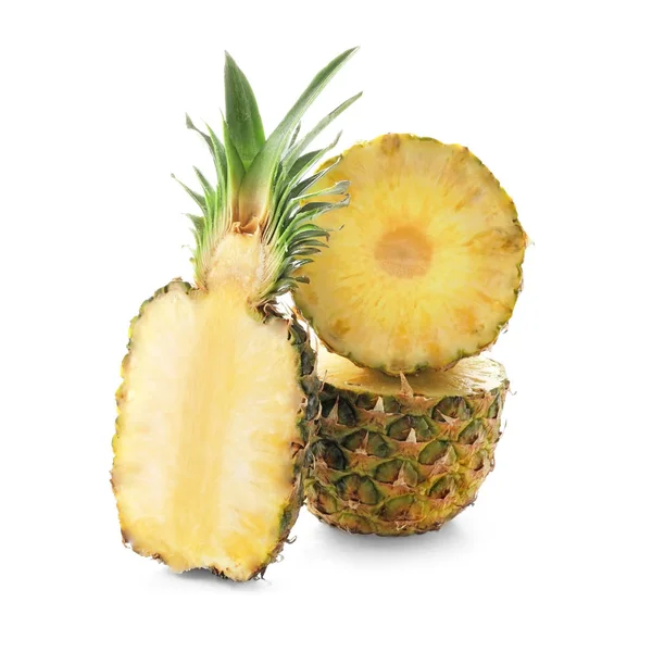 Delicious cut pineapple on white background — Stock Photo, Image