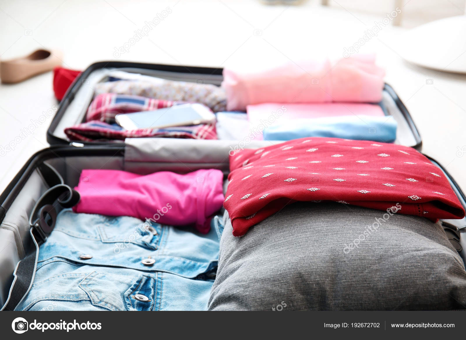 clothes in a suitcase
