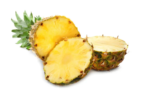 Ripe fresh pineapple on white background — Stock Photo, Image