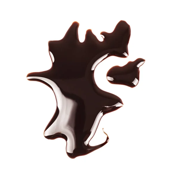 Xarope de chocolate no fundo branco — Fotografia de Stock