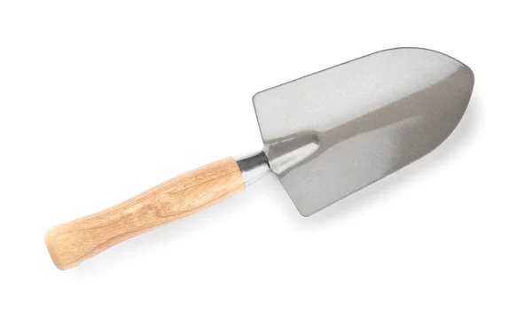 Metal shovel for gardening on white background — Stock Photo, Image