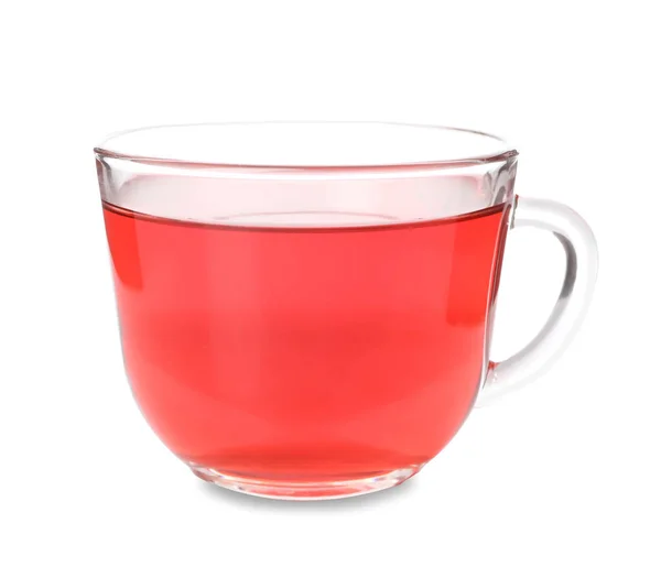 Чашка гарячого чаю з гібіскусом на білому тлі — стокове фото