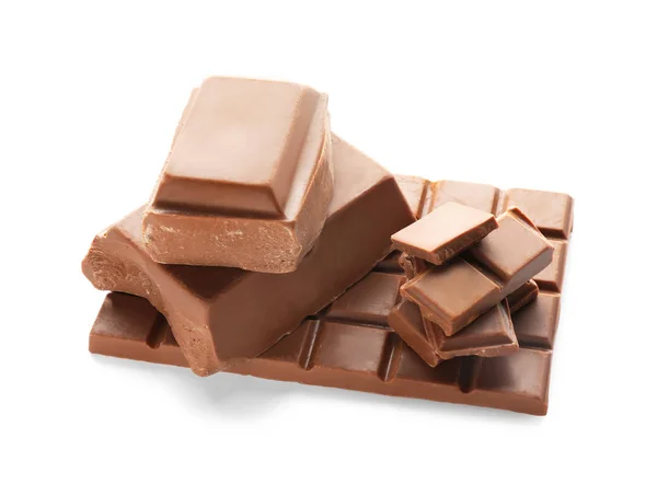 Delicious milk chocolate on white background — Stock Photo, Image