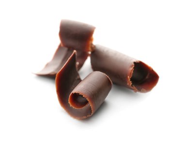 Beyaz arka planda çikolata bukleleri