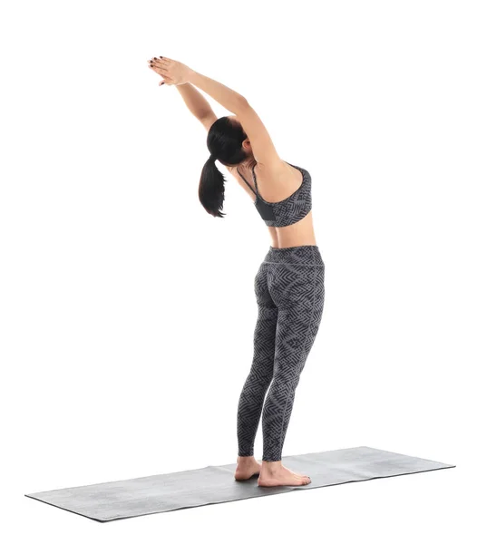 Young Woman Practicing Yoga White Background — Stock Photo, Image