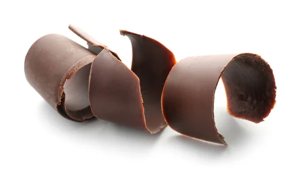 Chocolate curls on white background — Stock Photo, Image