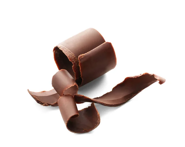 Cachos de chocolate no fundo branco — Fotografia de Stock