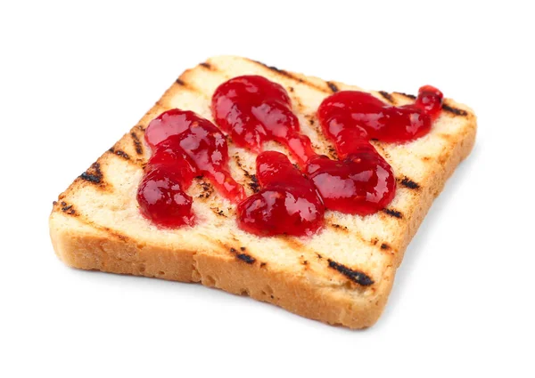 Toastbrot mit Marmelade auf weißem Hintergrund — Stockfoto