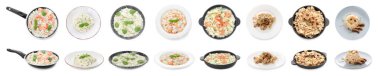 Beyaz arka planda lezzetli risotto kolajı