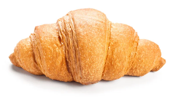 Croissant saboroso doce no fundo branco — Fotografia de Stock