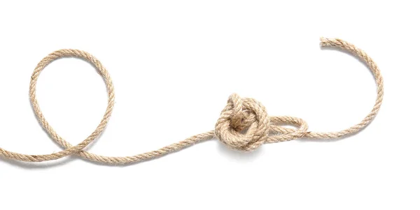 Corde avec noeud sur fond blanc — Photo