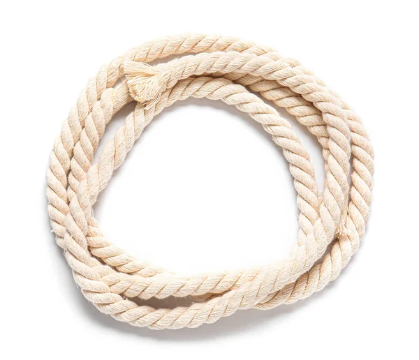 白い背景の上の圧延のロープ — ストック写真