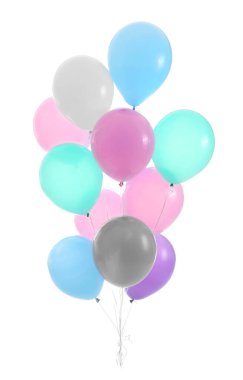 Beyaz zemin üzerinde hava balonları